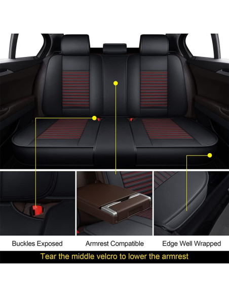 Cubre Asientos de Auto LINGVIDO, Cuero Sintético Rojo, Universal