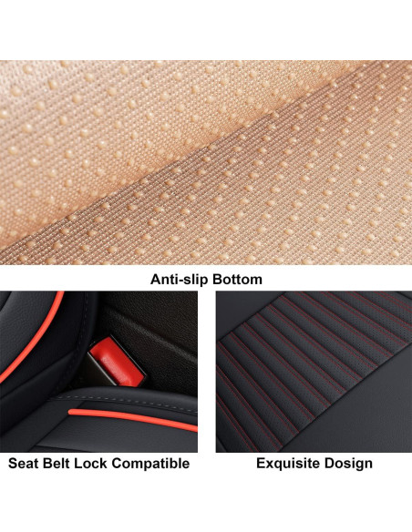 Cubre Asientos de Auto LINGVIDO, Cuero Sintético Rojo, Universal