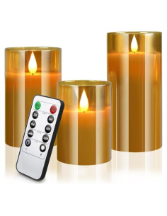 Velas LED Sin Llama Yinuo Candle Doradas con Control Remoto