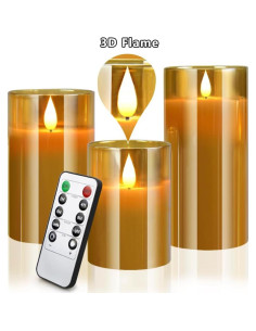 Velas LED Sin Llama Yinuo Candle Doradas con Control Remoto 2