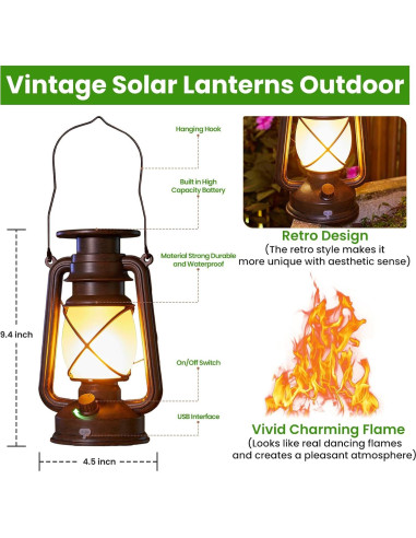 Lámparas Solares KOOPER Vintage Colgantes 2 Pzs Impermeables