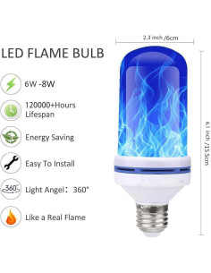 Bombillas LED E26 efecto llama azul - 2 unidades 8W 2
