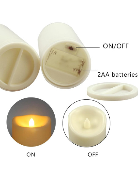 Velas LED Sin Llama a Prueba de Agua Jingtech 3x10 cm 2 Paquete