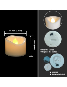 iZAN 48 Velas LED Sin Llama Blancas 3.81 cm Brillo Cálido 2