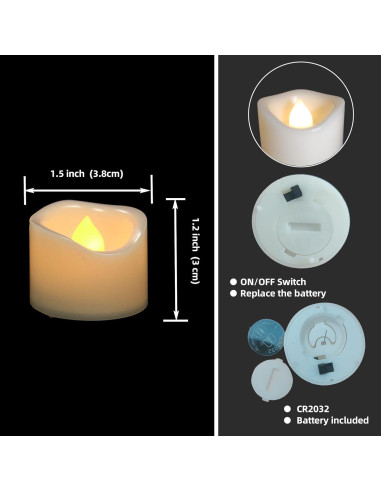 iZAN 48 Velas LED Sin Llama Blancas 3.81 cm Brillo Cálido