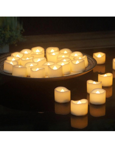 iZAN 48 Velas LED Sin Llama Blancas 3.81 cm Brillo Cálido