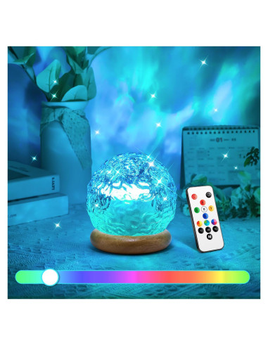 Lámpara de Cristal Proyector Oceánico 18 Colores con Control Remoto