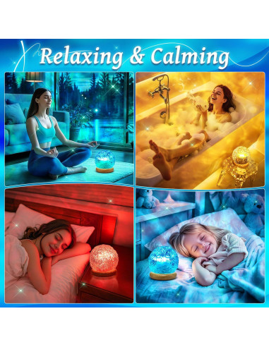 Lámpara de Cristal Proyector Oceánico 18 Colores con Control Remoto