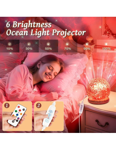 Lámpara de Cristal Proyector Oceánico 18 Colores con Control Remoto