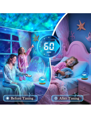 Lámpara de Cristal Proyector Oceánico 18 Colores con Control Remoto