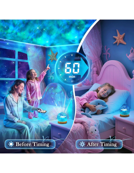 Lámpara de Cristal Proyector Oceánico 18 Colores con Control Remoto