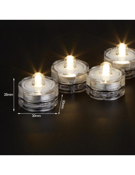 Luces LED Sumergibles AGPTEK 24 Unidades Blanco Cálido