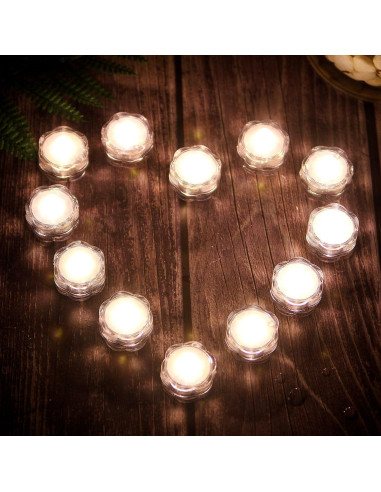 Luces LED Sumergibles AGPTEK 24 Unidades Blanco Cálido