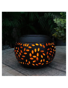 Lámpara de Mesa Solar Pearlstar Negra - Llama Parpadeante IP44