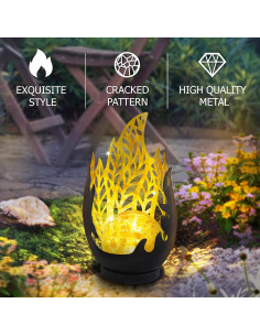 Luz Solar Decorativa Huaxu Efecto Llama Gris 28 cm 2