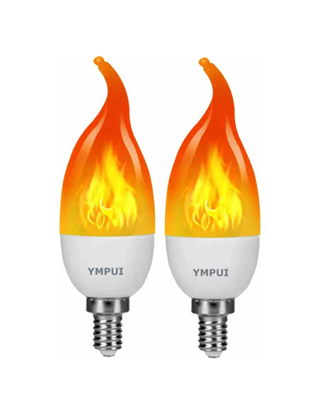 Bombillas LED E12 Llama YMPUI 2W 1700K Paquete de 2