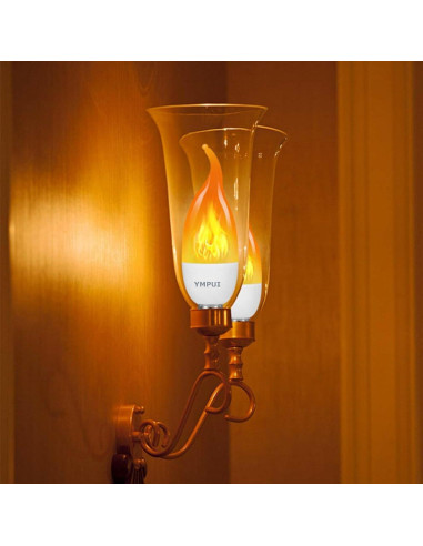 Bombillas LED E12 Llama YMPUI 2W 1700K Paquete de 2