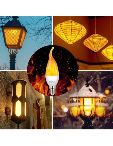 Bombillas LED E12 Llama YMPUI 2W 1700K Paquete de 2
