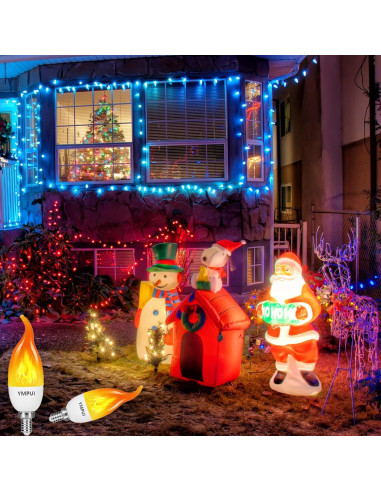 Bombillas LED E12 Llama YMPUI 2W 1700K Paquete de 2