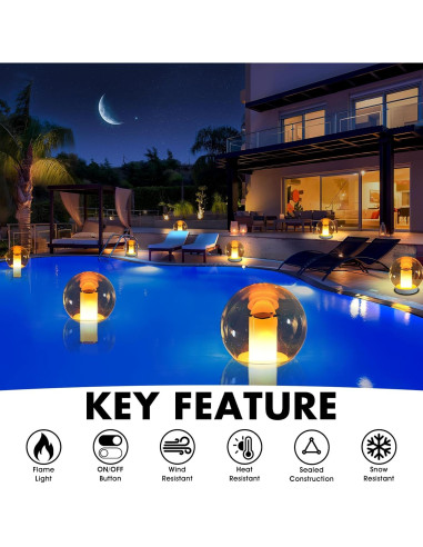 Luces Flotantes Solar LanPool 17.78 cm IP68 para Piscina (2pcs)