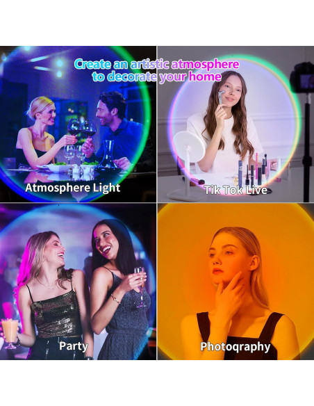 Proyector de Lámpara de Atardecer LED Huaying 360 RGB