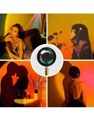 Lámpara de Proyección de Atardecer X-CHENG, 16 Colores, USB