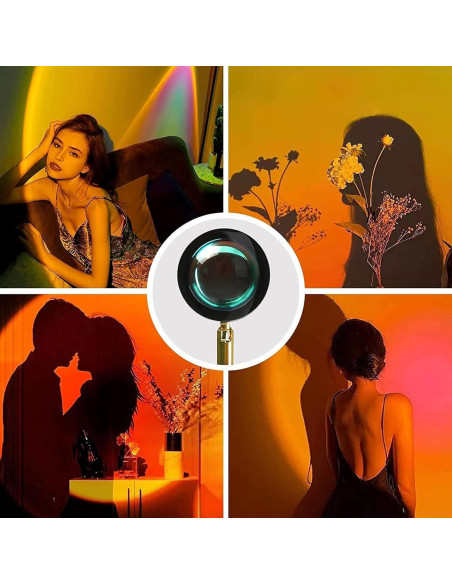 Lámpara de Proyección de Atardecer X-CHENG, 16 Colores, USB