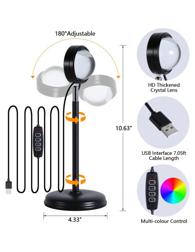 Proyector de Lámpara de Atardecer LED Huaying 360 RGB