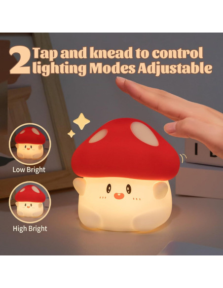 Lámpara Nocturna Táctil Rytinazzz Hongo LED Silicona 2 Niveles