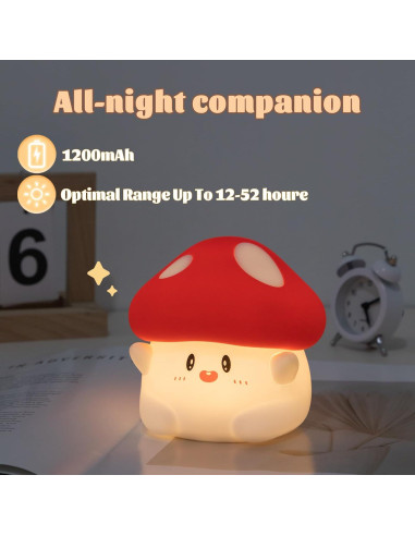 Lámpara Nocturna Táctil Rytinazzz Hongo LED Silicona 2 Niveles