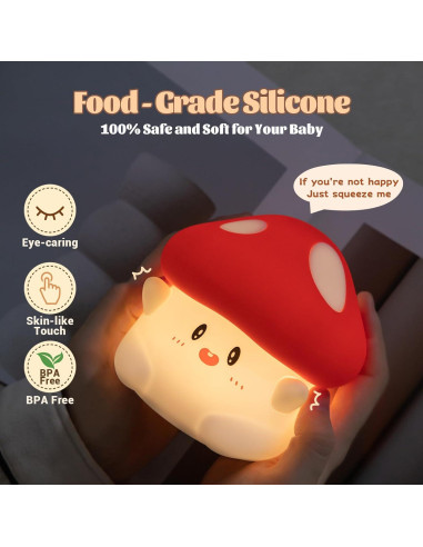 Lámpara Nocturna Táctil Rytinazzz Hongo LED Silicona 2 Niveles