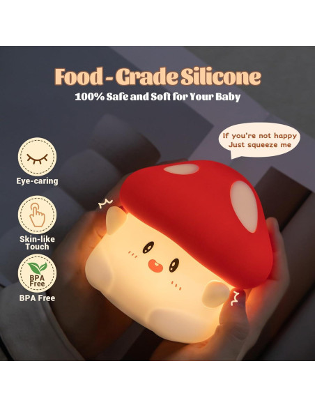 Lámpara Nocturna Táctil Rytinazzz Hongo LED Silicona 2 Niveles