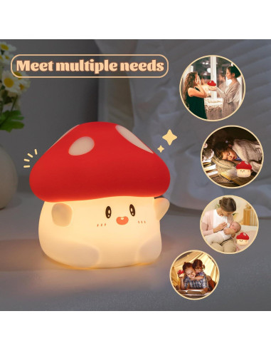 Lámpara Nocturna Táctil Rytinazzz Hongo LED Silicona 2 Niveles