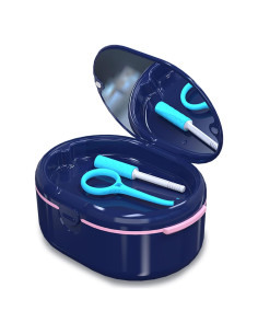 Estuche para Dentaduras Lancizy Doble Capa Azul 118x84x55mm