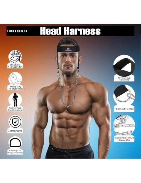 Arnés de Cuello Fightsense FS-60BK Ajustable con Velcro