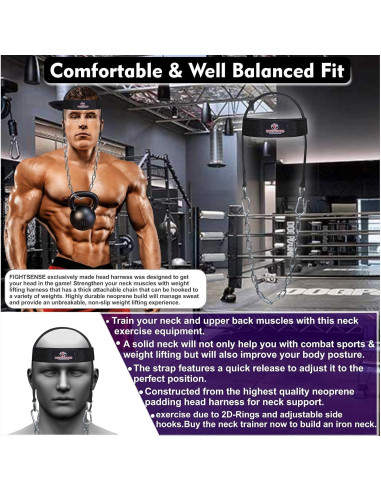 Arnés de Cuello Fightsense FS-60BK Ajustable con Velcro