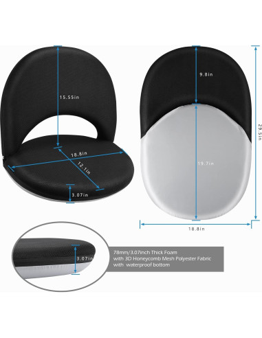 Silla de Suelo Nnewvante Ajustable 42 Posiciones Negra