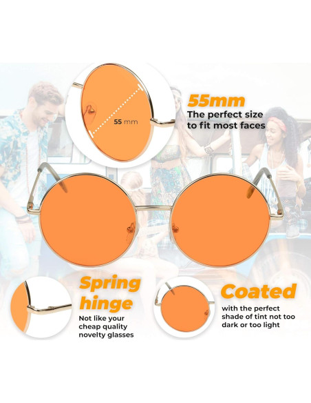 Gafas de sol redondas SunnyPro con lentes UV400 naranjas