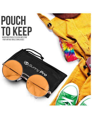 Gafas de sol redondas SunnyPro con lentes UV400 naranjas