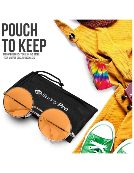 Gafas de sol redondas SunnyPro con lentes UV400 naranjas