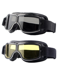 Gafas de Motocicleta Vintage LJDJ - 2 Paquetes Antiempañantes