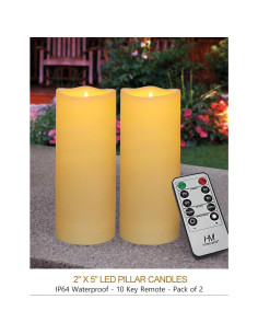 Juego de 2 Velas LED de Pilar 12.7 cm Crema con Control Remoto 2