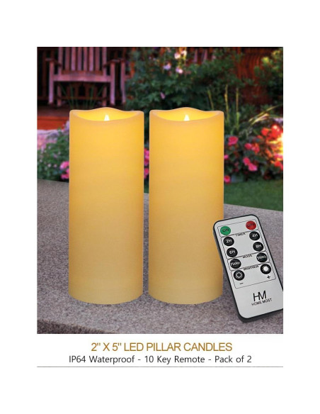 Juego de 2 Velas LED de Pilar 12.7 cm Crema con Control Remoto