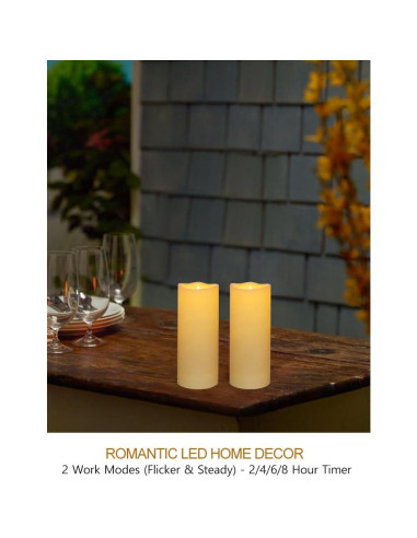 Juego de 2 Velas LED de Pilar 12.7 cm Crema con Control Remoto