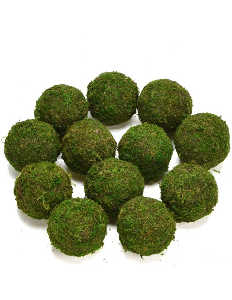 Bolas Decorativas de Musgo Natural BYHER - Set de 12 (5.08 cm)