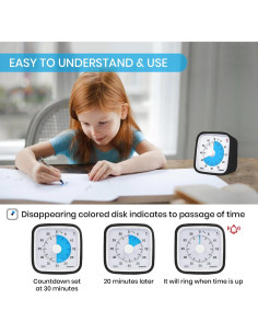 Temporizador Visual Silencioso Yunbaoit VT01 60 Minutos Negro Azul 2