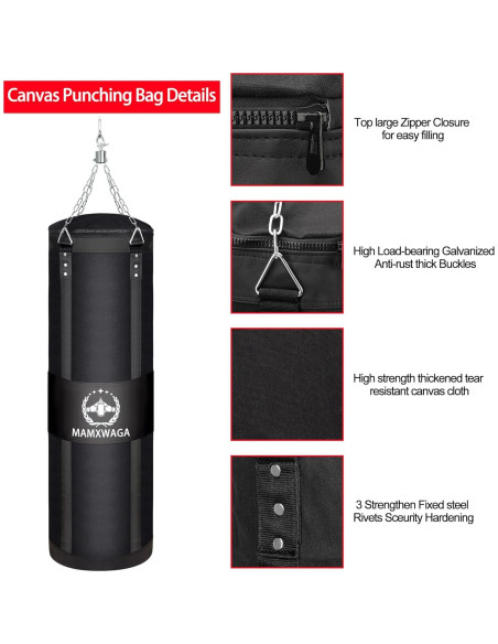 Bolsa de Boxeo Pesada Mamxwaga 4FT Lona para Kickboxing