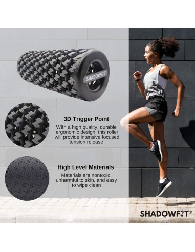Rodillo de Espuma Shadowfit 33cm para Masaje Muscular Gris