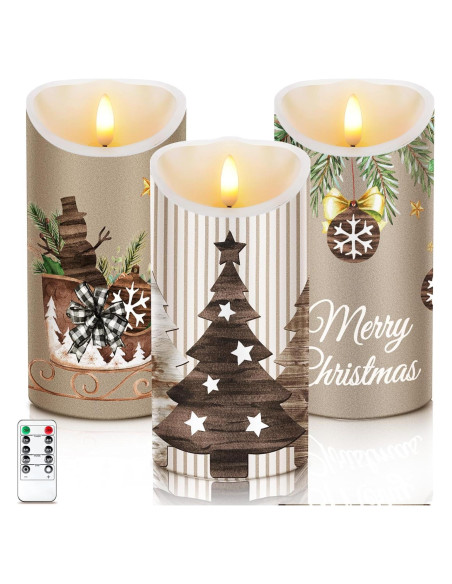ROCEEI Velas LED Decorativas 3 Pcs Estilo Campestre 15 cm