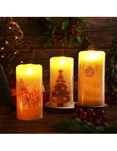 ROCEEI Velas LED Decorativas 3 Pcs Estilo Campestre 15 cm